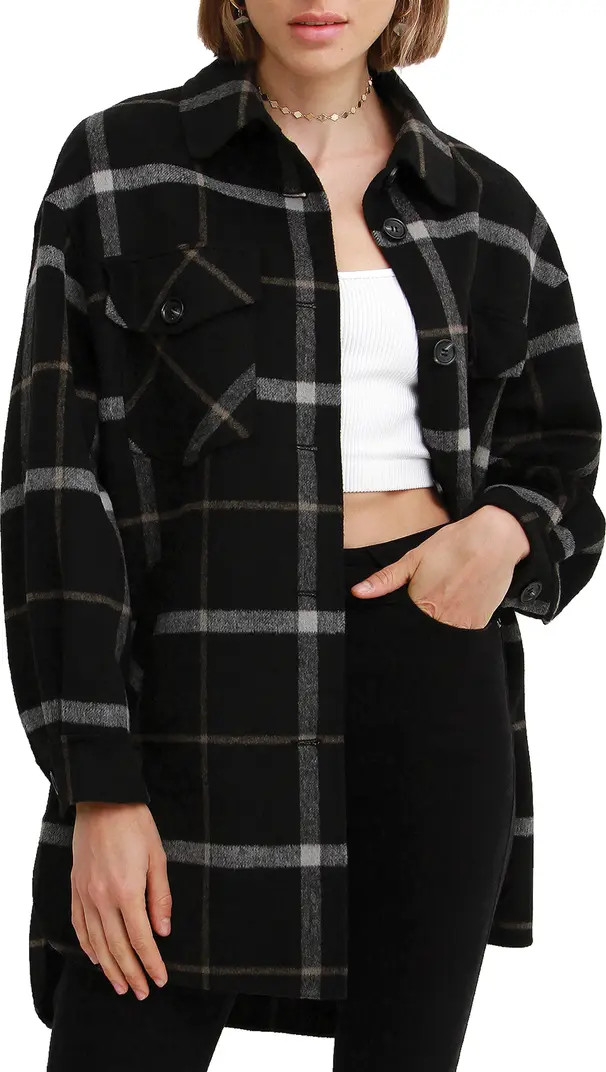 Rivers Edge Oversize Plaid Wool Blend Shacket | Nordstrom Rack
