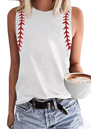 MHTOR Baseball O-Neck Tank Women Print Baseball Tanks Cute Workout Graphic Casual Summer Sleevele... | Amazon (US)