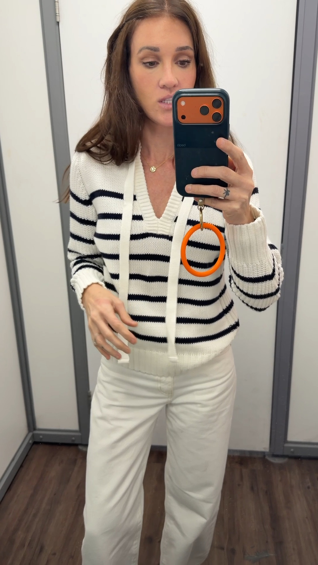 Wearing XS 
I ALSO BOUGHT THE NAVY, BUT IT'S SOLD OUT ONLINE BUT YOU COULD PROBABLY FIND IT IN STORES AND I CUT OFF THE STRINGS ON THE NAVY AND IT LOOKS SO AMAZING