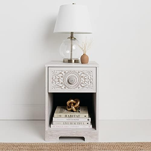 Signature Design by Ashley Paxberry Boho 1 Drawer Nightstand, Whitewash | Amazon (US)