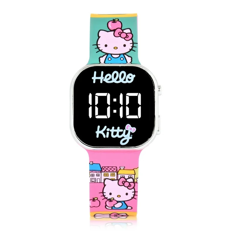 Hello KittyGirl's Children's LED Watch with Square Case and Printed Silicone Strap (HK4161WM) | Walmart (US)