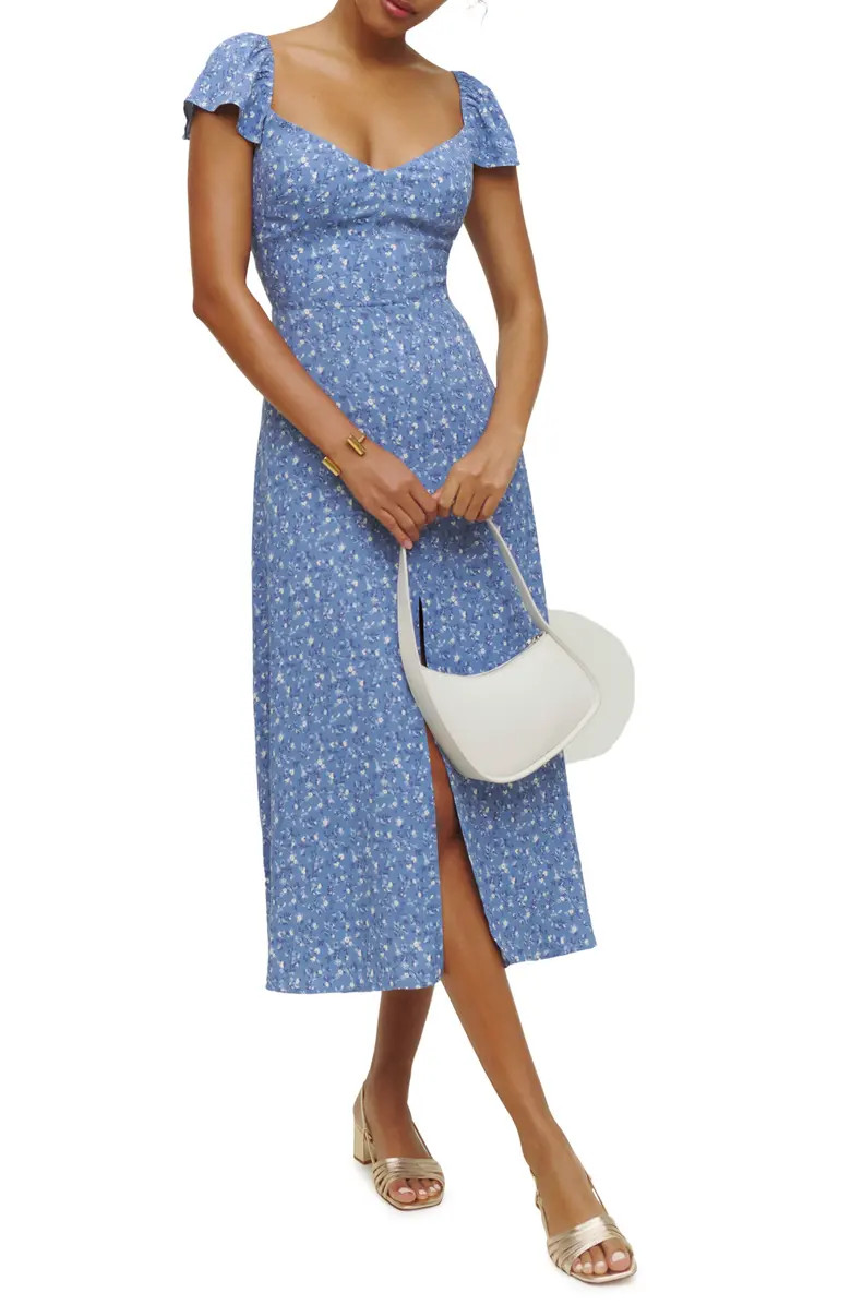 Reformation Baxley Floral Print Flutter Sleeve Midi Dress | Nordstrom | Nordstrom