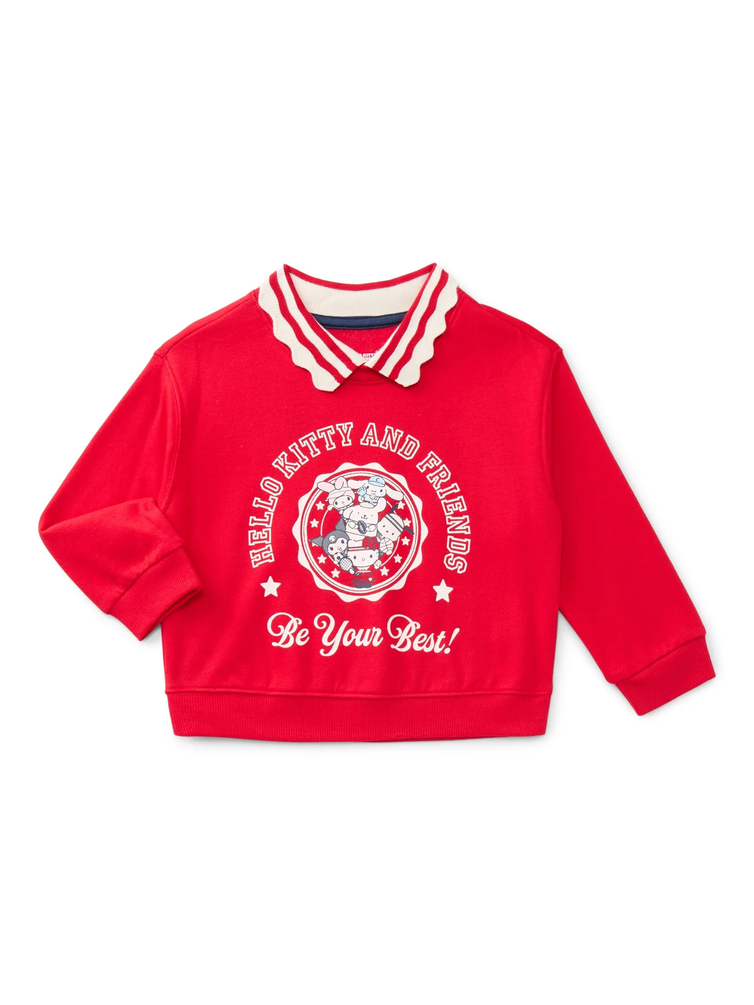 Wonder Nation Hello Kitty Girls Graphic Collared Sweatshirt with Long Sleeves, Sizes 4-18 | Walmart (US)