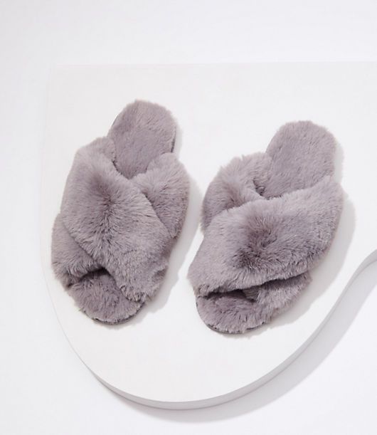 LOFT Faux Fur Slide Slippers | LOFT