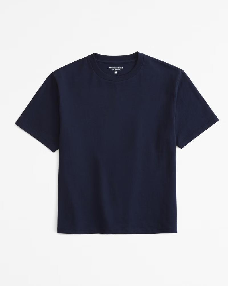 Abercrombie & Fitch Women's Essential Premium Polished Relaxed Tee in Dark Indigo - Size M | Abercrombie & Fitch (US)