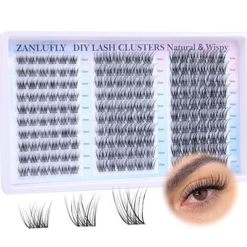 Lash Clusters Wispy Eyelash Clusters Natural CC-Curly Cluster Lashes zanlufly Wispy Individual Lashes 180Pcs Eyelash Extension 10 12 14MM DIY Lash Extension | Amazon (US)