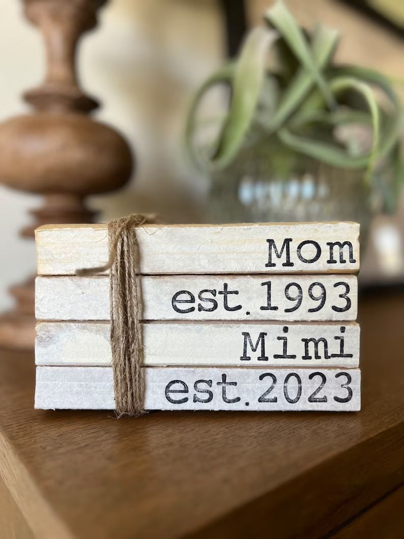 Mom and Mimi Book Stack Stamped Books Decorative Books - Etsy | Etsy (US)