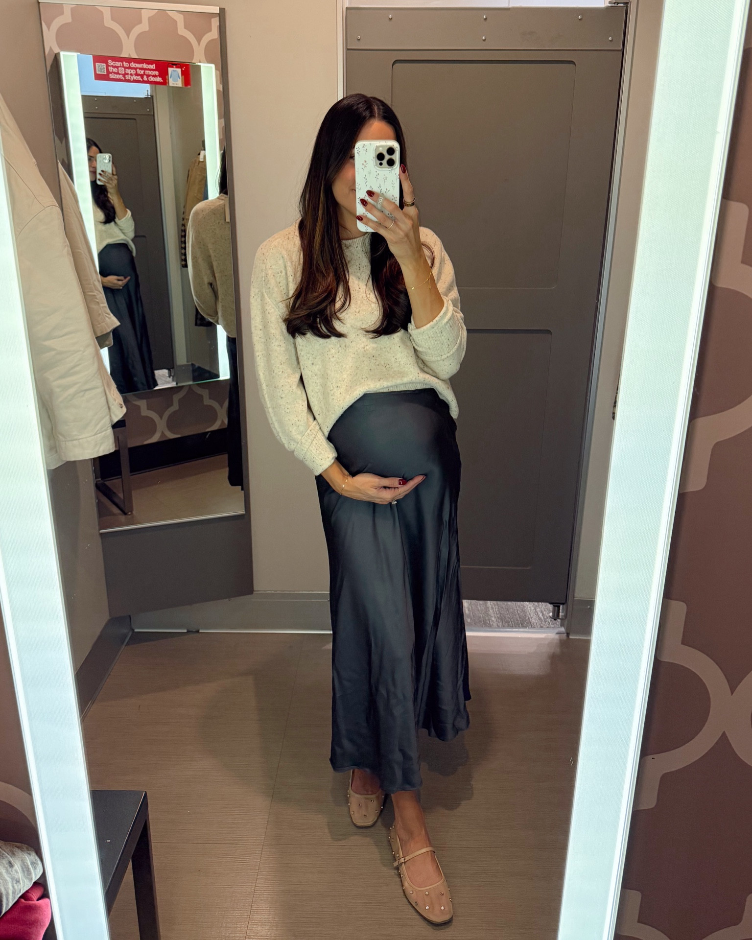 Target try-on! Everything I tried on is on sale for 30% off for Target Circle Week 👏🏼🎯

Rhinestone mesh flats: true to size and so comfy! These will be 40% off tomorrow for one day 👀 

Speckled sweater: sized up to a L (slightly cropped) soft, not itchy

Satin midi skirt: true to size, sized up to a M for my bump but could’ve done a S 


#LTKSaleAlert #LTKFindsUnder100 #LTKFindsUnder50