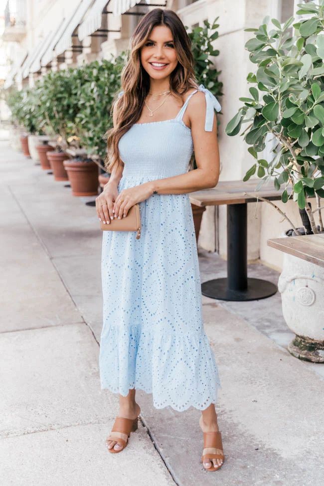 Promise In My Heart Blue Lace Midi Dress | The Pink Lily Boutique
