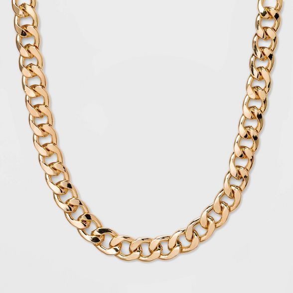 Chunky Curb Chain Necklace - A New Day™ Metallic Gold | Target