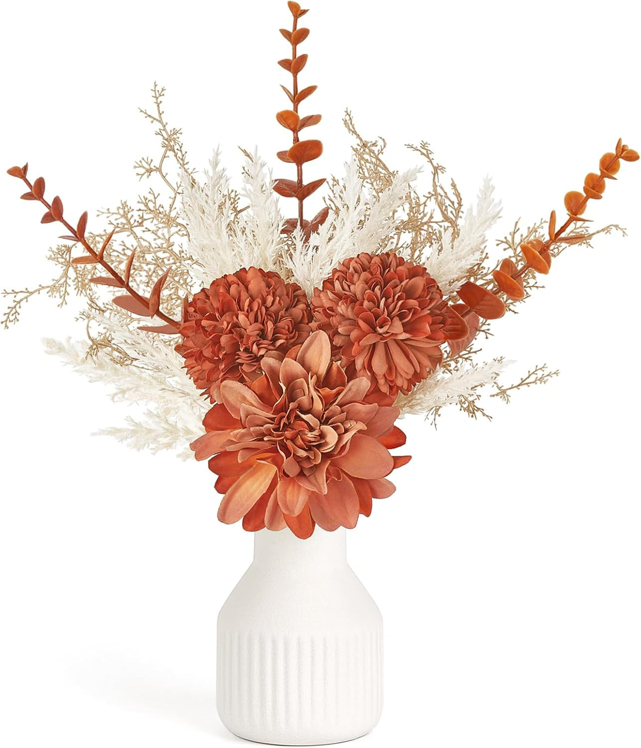 Mkono Fake Flowers in Ceramic Vase, 12.5" Coffee Table Centerpieces | Amazon (US)