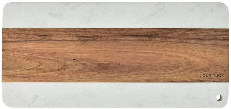 J QUATTUOR Acacia Wood and White Marble Mosaic Cheese Board, or Cutting Board,  Rectangular | Walmart (US)