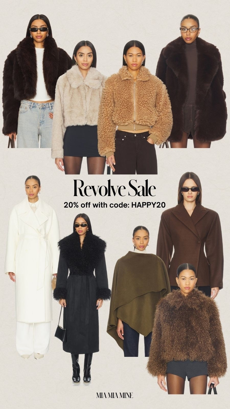 Revolve sale picks
Save 20% off site wide with code HAPPY20
Faux fur coats and winter coats on salee

#LTKSeasonal #LTKHoliday #LTKSaleAlert