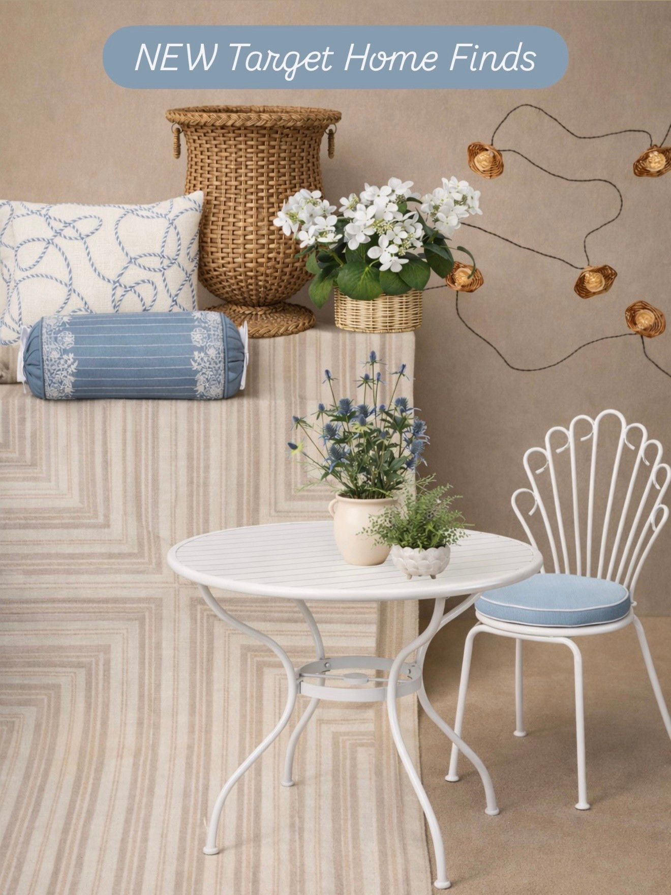 Neutral Patio & Garden Decor Finds from Target

Follow @farmtotablecreations on Instagram for more home finds and styling ideas

Fresh Target finds that instantly elevate a patio or cozy outdoor corner 🤍 The woven textures, soft blues, and simple white bistro set create that effortless, layered look without overthinking it. Perfect for a small seating area, morning coffee spot, or adding charm to a porch. Everything feels light, airy, and easy to mix into what you already have.

#targetfinds #patiodecor #outdoorfurniture #throwpillows #homedecor

#LTKSeasonal #LTKHome