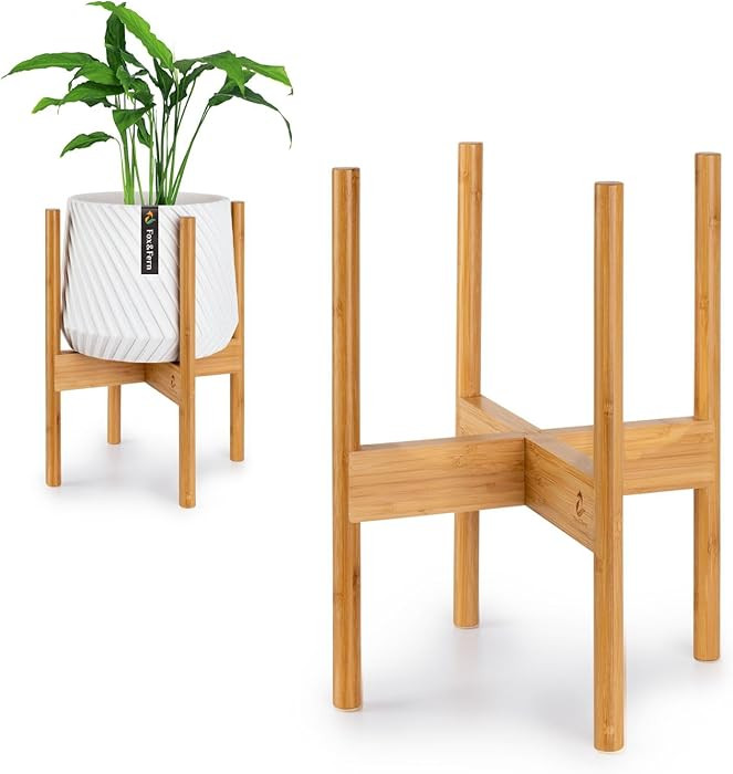 Fox & Fern Bamboo Plant Stand — 10 Inch Fixed Size Mid Century Plant Stand for Indoor Planters ... | Amazon (US)