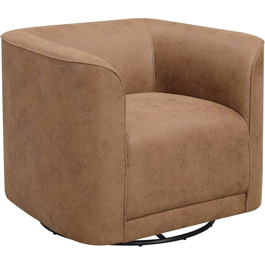 Rococo Romance Rustic Brown Swivel Accent Chair with 360 Swivel and U-Shape 54H x 75W x 90D Inche... | Amazon (US)