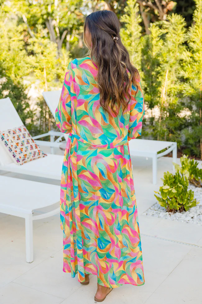Eyes On Paradise in Kaleidoscope Dreams Belted Kimono Cover Up | Pink Lily