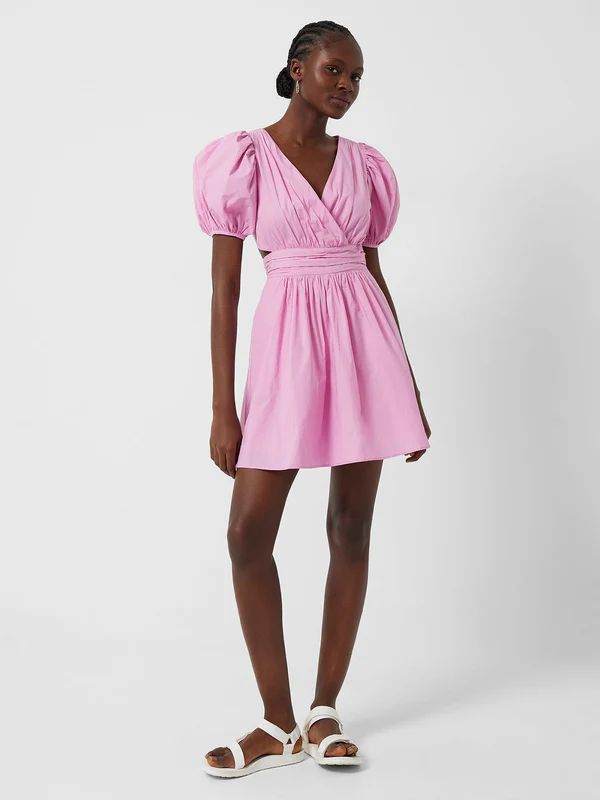 Rhodes Poplin V-Neck Mini Dress | French Connection (UK)