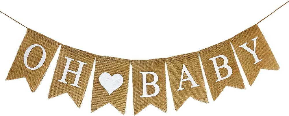 Shimmer Anna Shine Oh Baby Burlap Banner for Baby Shower Decorations and Gender Reveal Party | Amazon (US)