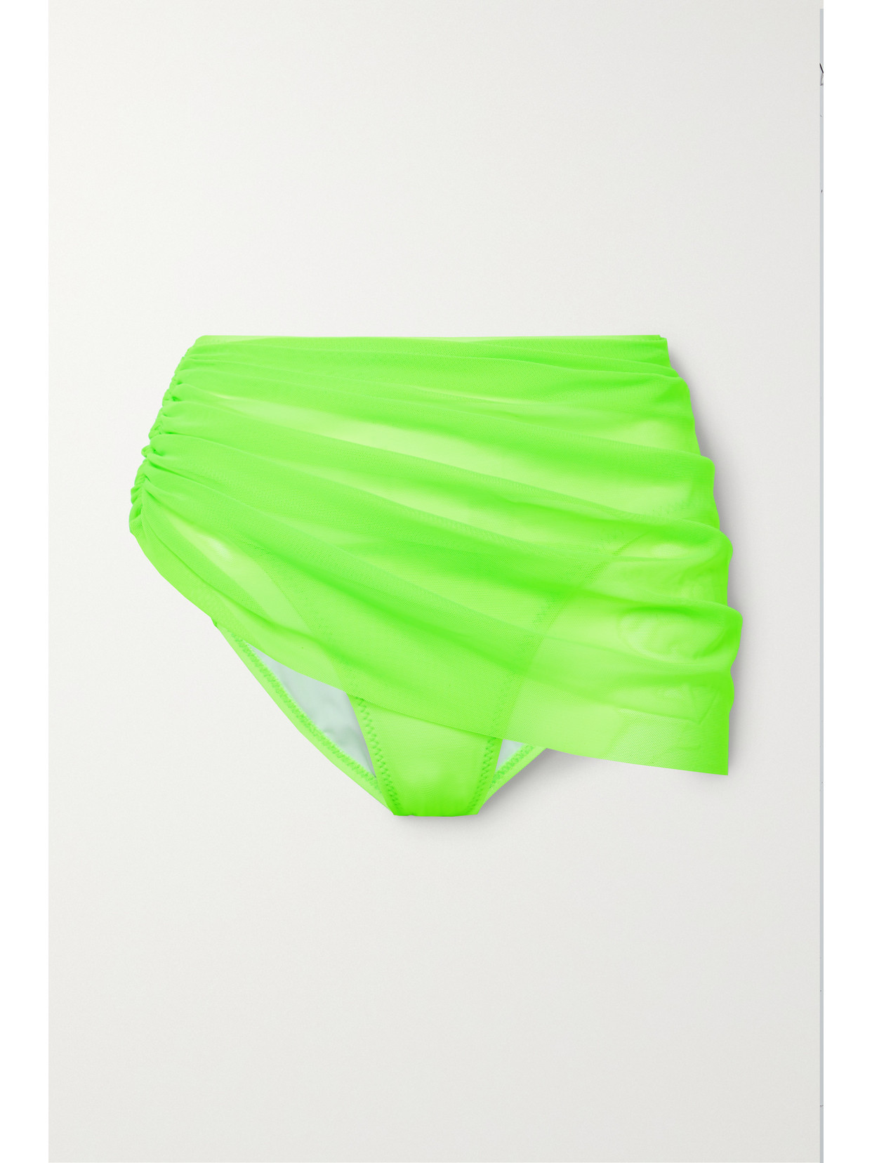Norma Kamali - Diana Ruched Neon Stretch-tulle Bikini Briefs - Green | NET-A-PORTER (US)
