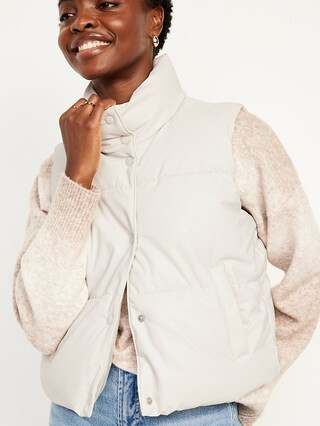 Faux-Leather Puffer Vest | Old Navy (US)