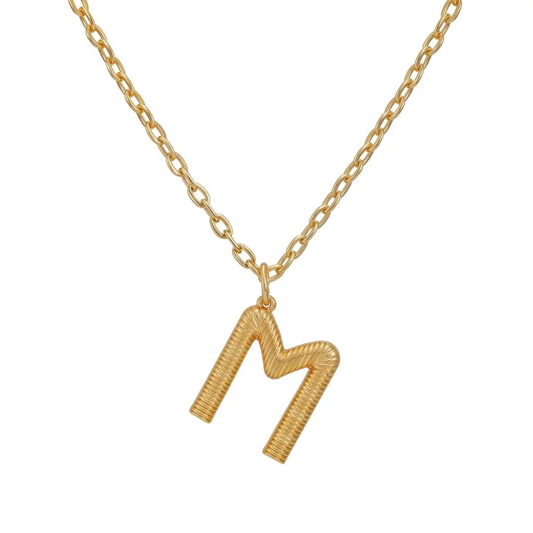 Time and Tru Women's Goldtone Initial M Necklace with Giftable Pouch | Walmart (US)