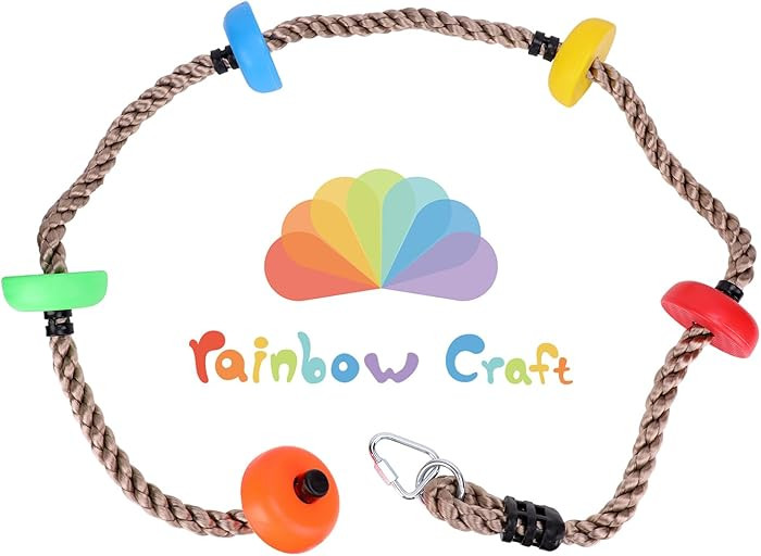 Rainbow Craft Colorful Climbing Rope - 6.5ft with 5 Knotted Foot - Kids Ninja Rope for Ninja Warr... | Amazon (US)