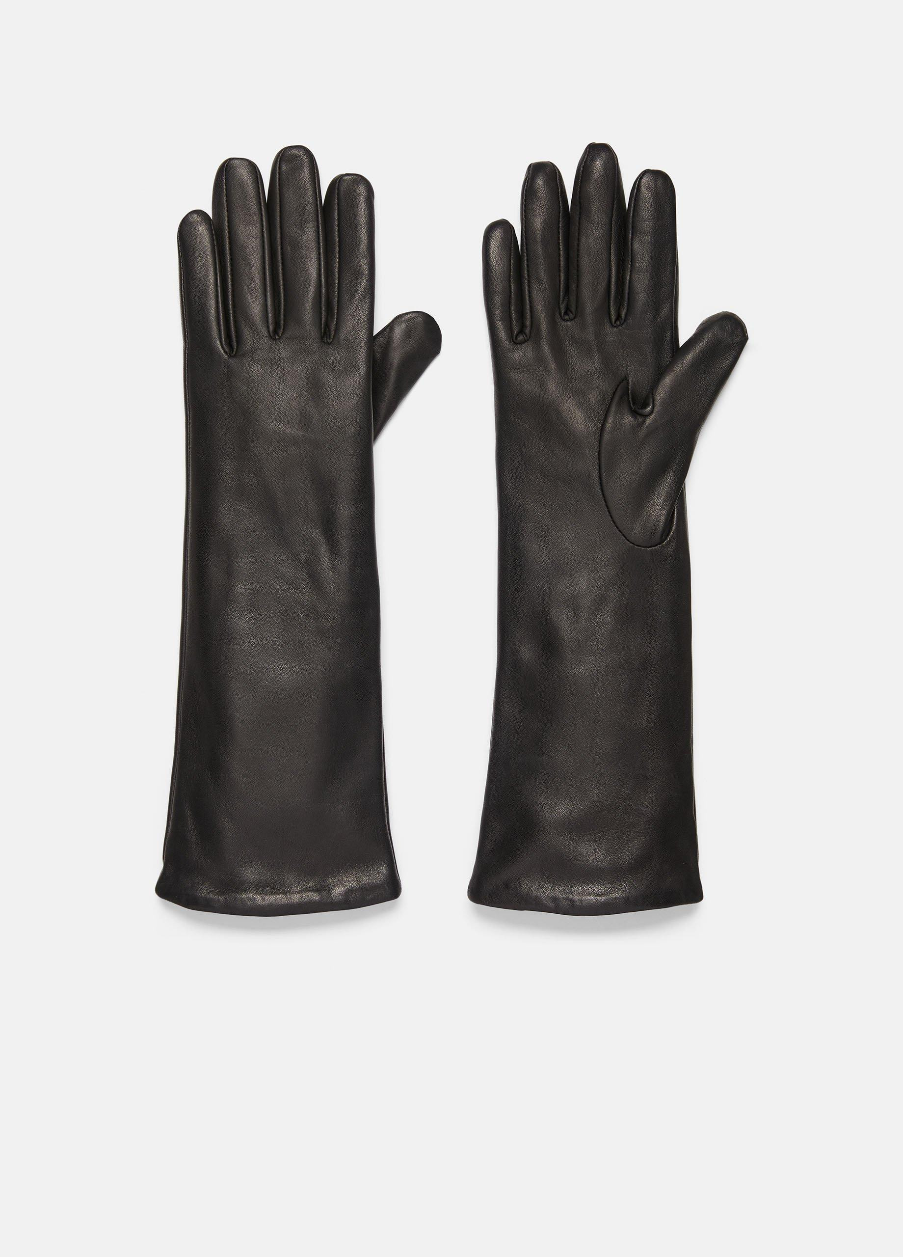 Women's Cashmere-Lined Medium Leather Glove, Black, Size S Vince | Vince LLC