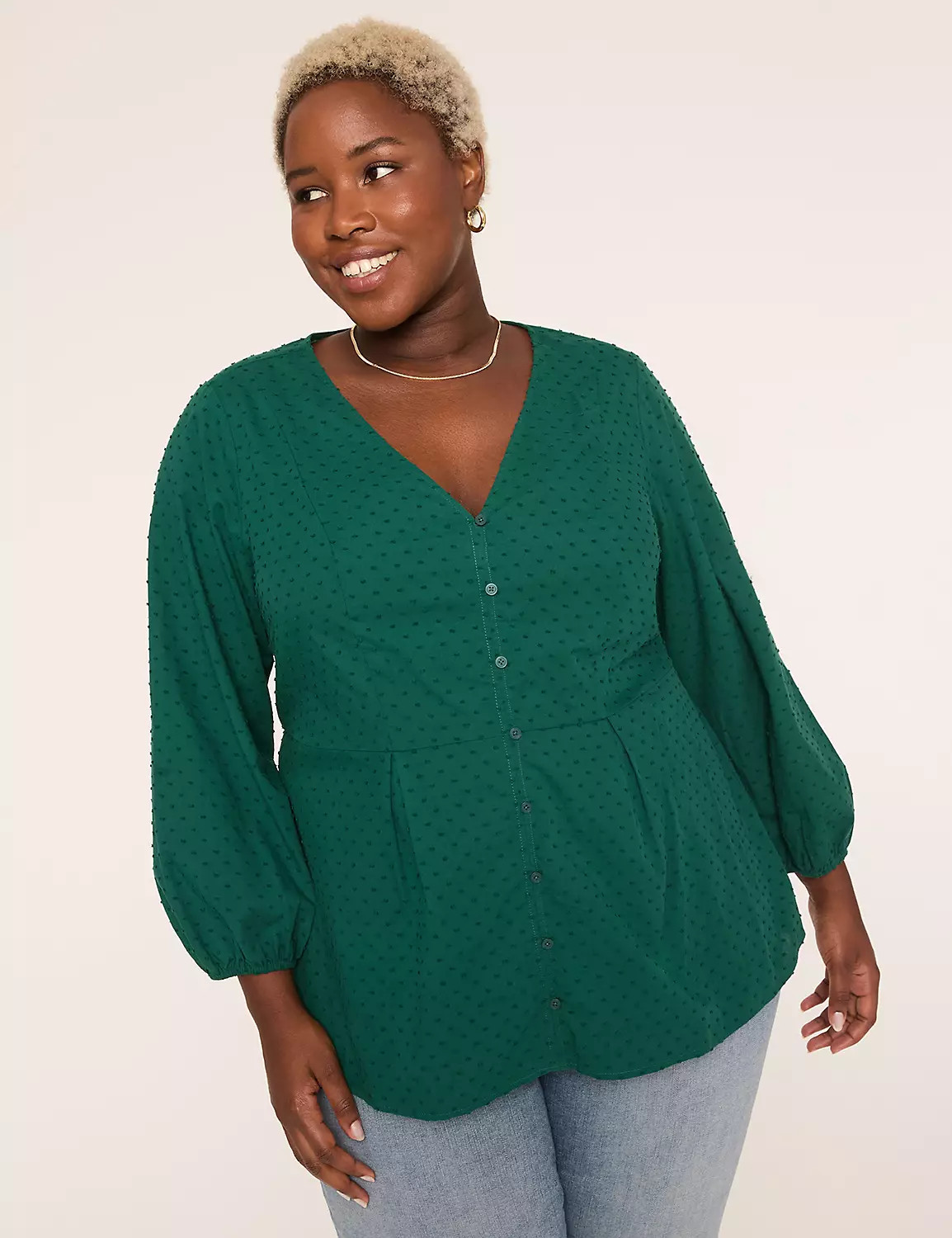 Bracelet-Sleeve Button-Detail Tunic Top | Lane Bryant (US)