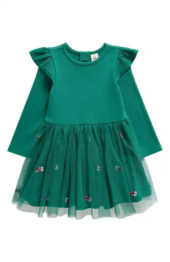 Peter Pan Collar Velvet Trim Dress | Nordstrom