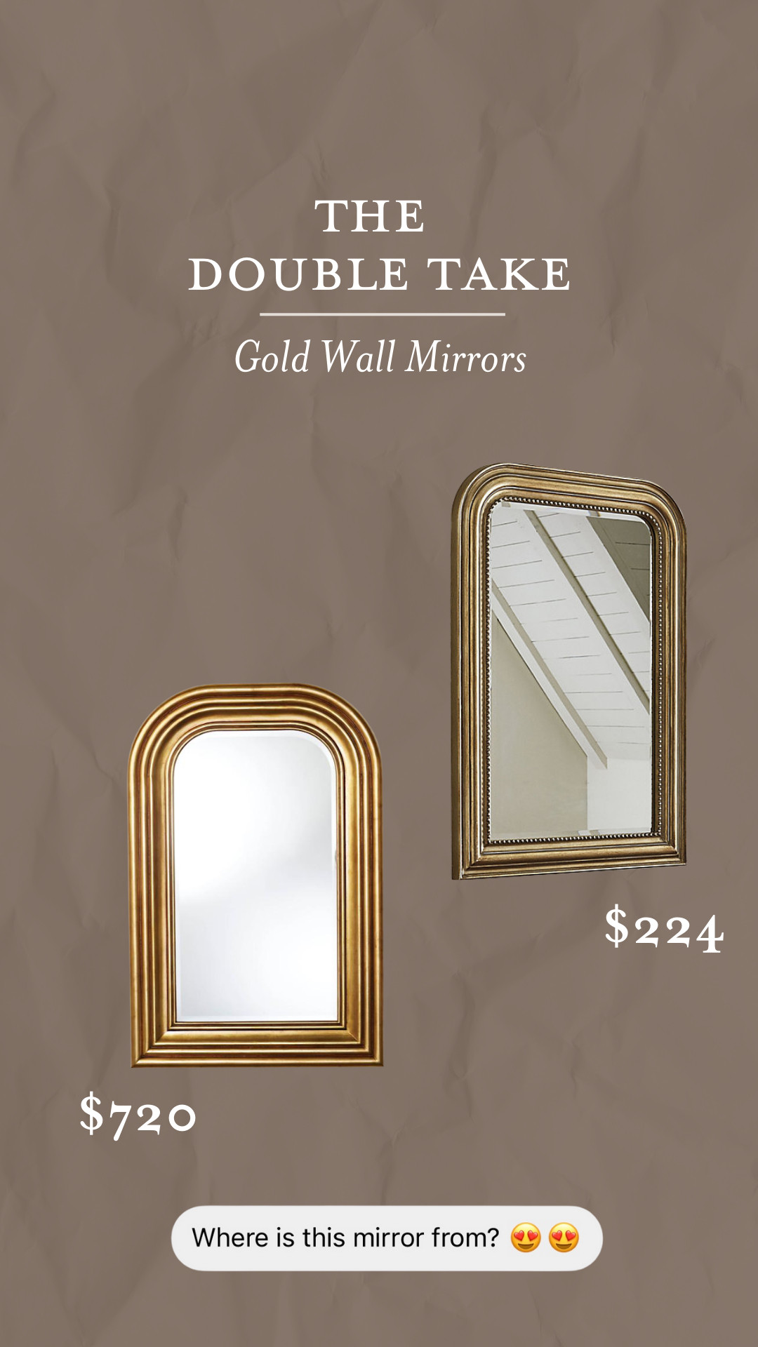 We're back with another double take but this time for the ever-so-popular wall mirror in our entryway! Both of these beautiful mirrors are on sale so you know you're getting a great price on one of the most asked about pieces in our home! 

 #LTKHome #LTKSaleAlert