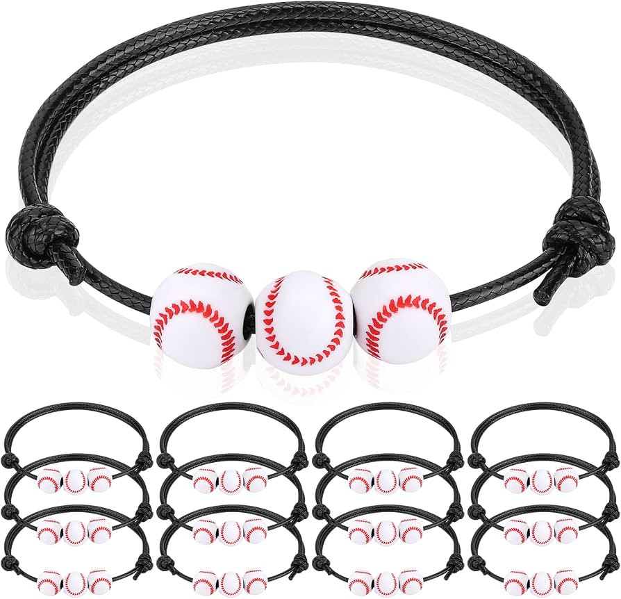 12Pcs Baseball Charm Bracelets - Baseball Party Favors & Gifts for Teen Women Men - Adjustable Wr... | Amazon (US)