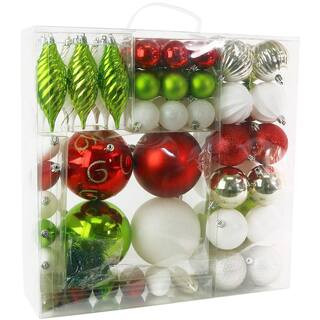 Christmas Hanging Ball Ornaments Assorted Colors Christmas Ball Tree Ornament Set with Hook | The Home Depot