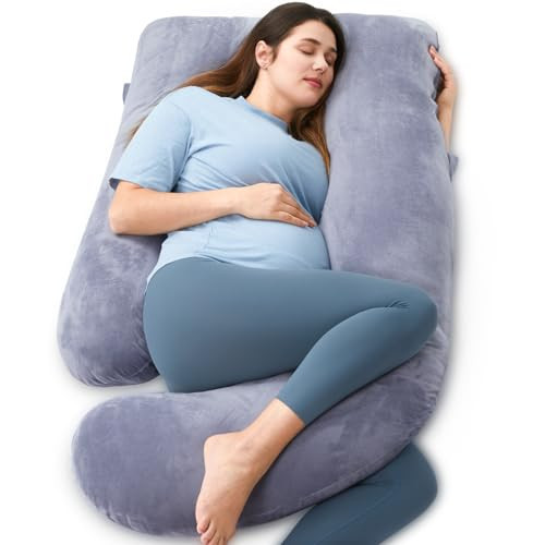 Momcozy Pregnancy Pillows for Sleeping, U Shaped Full Body Maternity Pillow with Removable Cover - Support for Back, Legs, Belly, HIPS for Pregnant Women, 57 Inch Pregnancy Pillow for Women, Grey | Amazon (US)