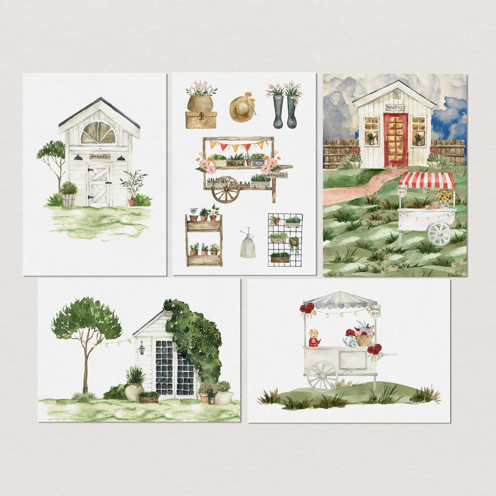 Flower Bar Postcard Set Set of 5 Postcards Scrapbooking Post Cards Garden Nature Postcards Magnol... | Etsy (US)