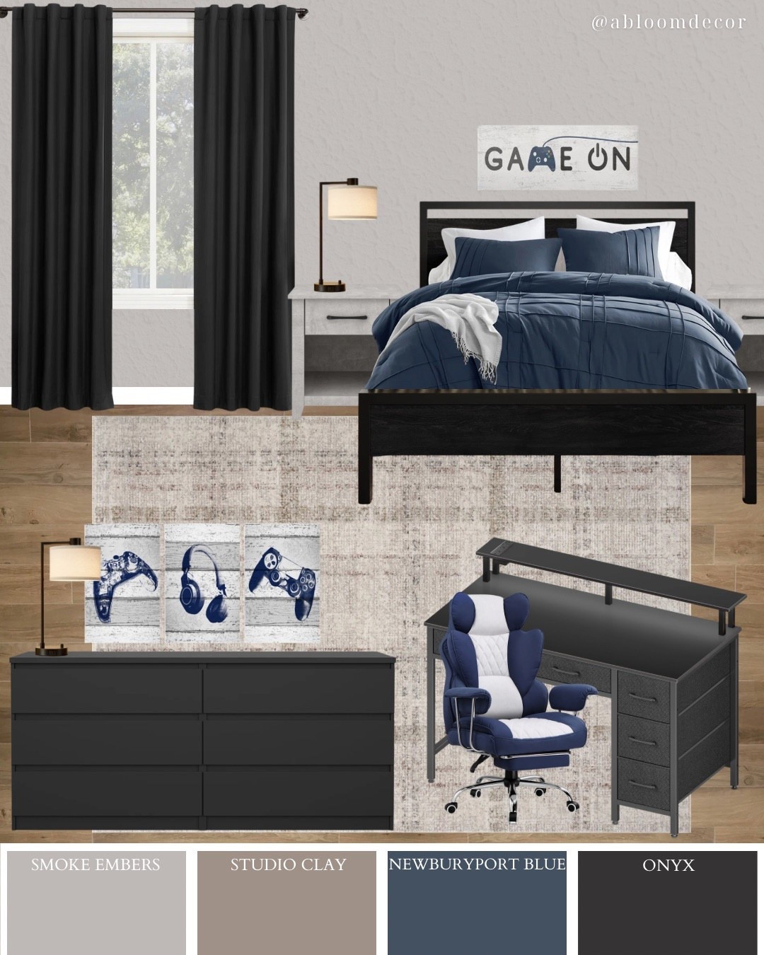 Navy Blue Gamer Teenage Boy Bedroom Design

#LTKHome #LTKMens #LTKmomlife