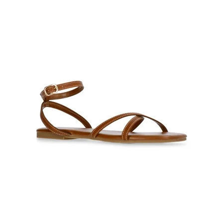 Time and Tru Women's Strappy Flat Sandals | Walmart (US)