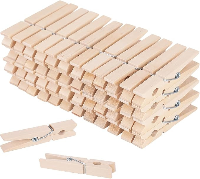 Wood Clothes pins 2.9inch 50PCS, Wooden Clothes pins for Laundry Decorative Crafts Pegs Photos Pi... | Amazon (US)