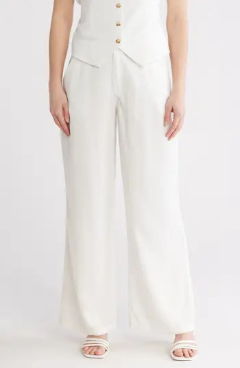 BY DESIGN April High Waist Wide Leg Pants in White at Nordstrom Rack, Size Large | Nordstrom Rack