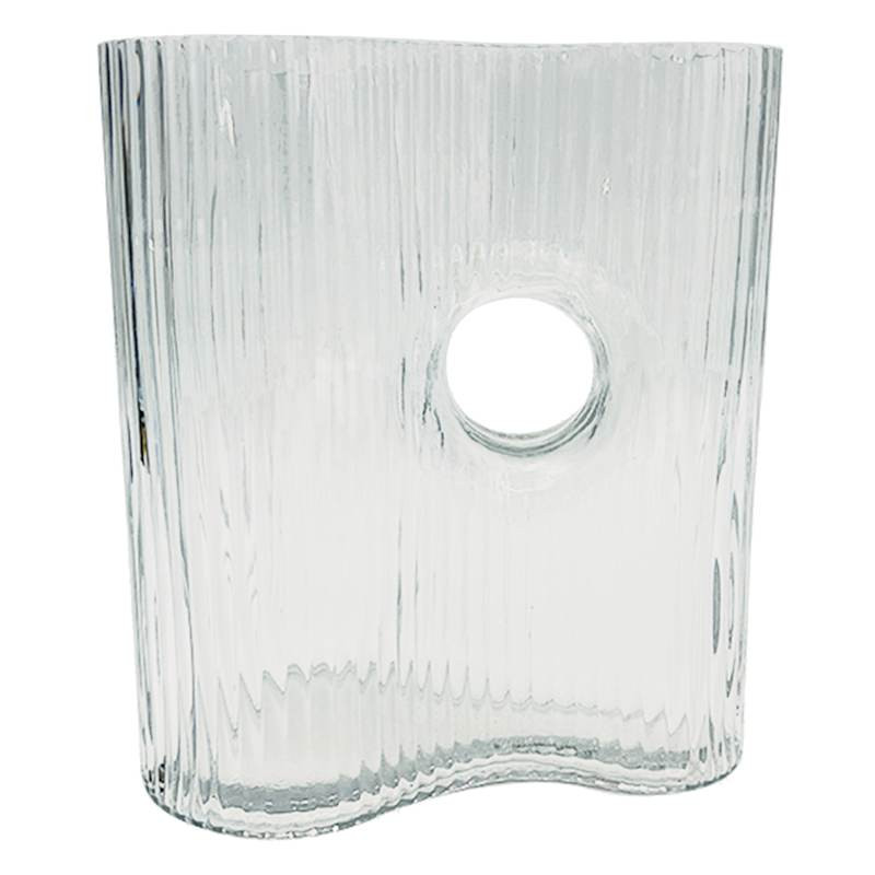 Clear Ribbed Glass Vase, 7" | At Home