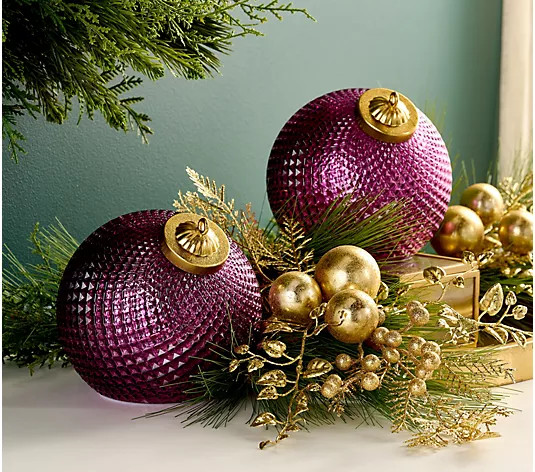 Set of (2) 6" Diamond Glass Tabletop Ornaments by Valerie - QVC.com | QVC