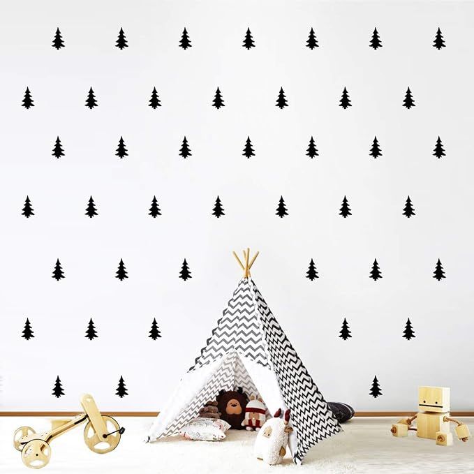 decalmile 47pcs Woodland Pine Tree Wall Decals DIY Wall Stickers Living Room Bedroom Kids Room Wa... | Amazon (US)