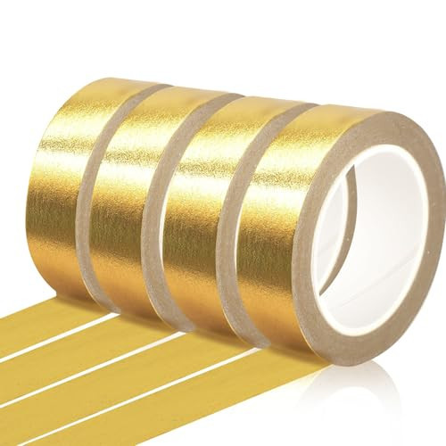 Phinus 4 Rolls Gold Tape, Gold Washi Tape for Journaling, 132FT Gold Foil Tape for Wall Decor Scrapbook DIY Crafts Gift Wrapping Planners (0.59in x 33FT) | Amazon (US)