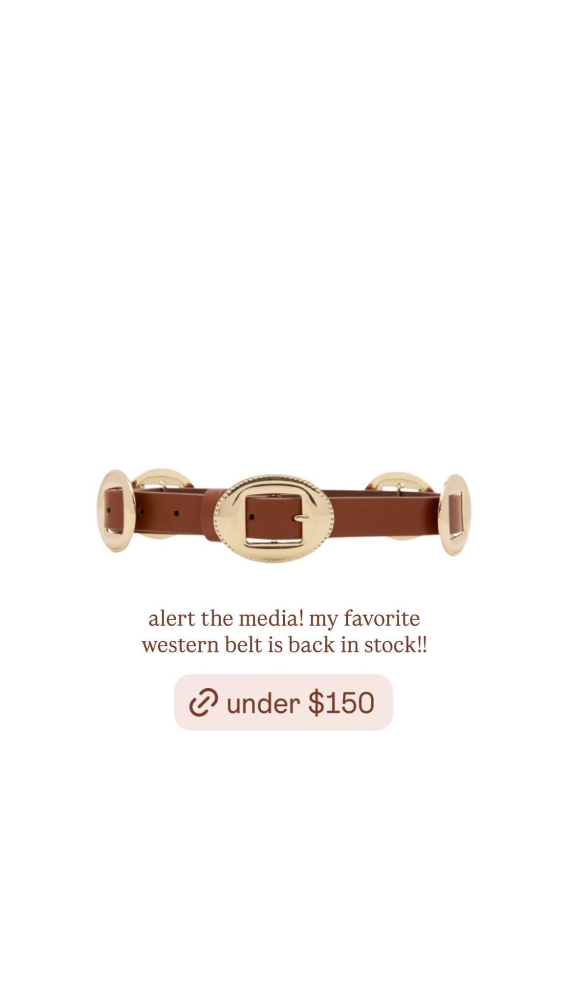 alert the media because this belt is that good. the easiest way to make jeans, dresses, or even blazers feel finished, and one of those accessories i’ve worn nonstop for years. classic with a little western edge.  yes, it’s finally back in stock 🤎

#LTKootd #LTKSeasonal #LTKgrwm