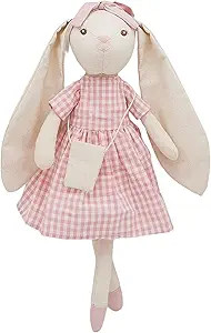 15" Bunny Stuffed Animal for Girls, Plush Toy Doll -Wearing Pink Plaid Dress,Cute Doll Set Dress ... | Amazon (US)