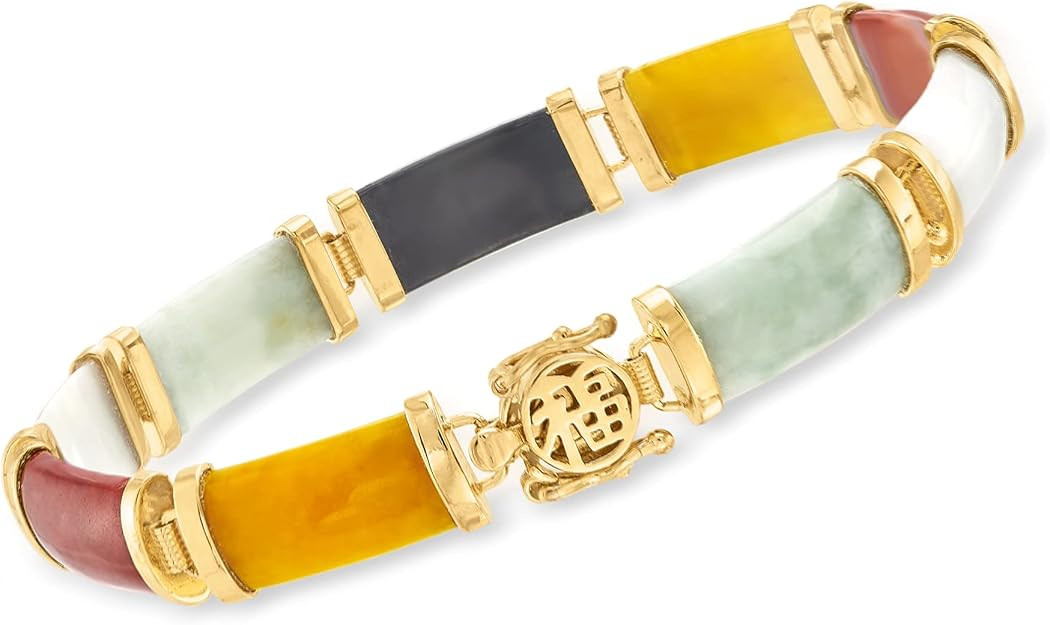 Ross-Simons Good Fortune Jade Bracelet in 18kt Gold Over Sterling | Amazon (US)