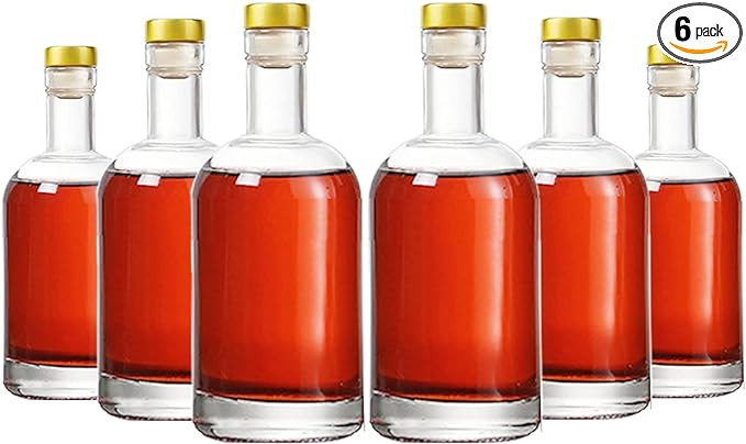 Clear Glass Bottles 12 oz - 375ml [Pack of 6] for Wine Beverages Drinks Oil Vinegar Kombucha Beer... | Amazon (US)