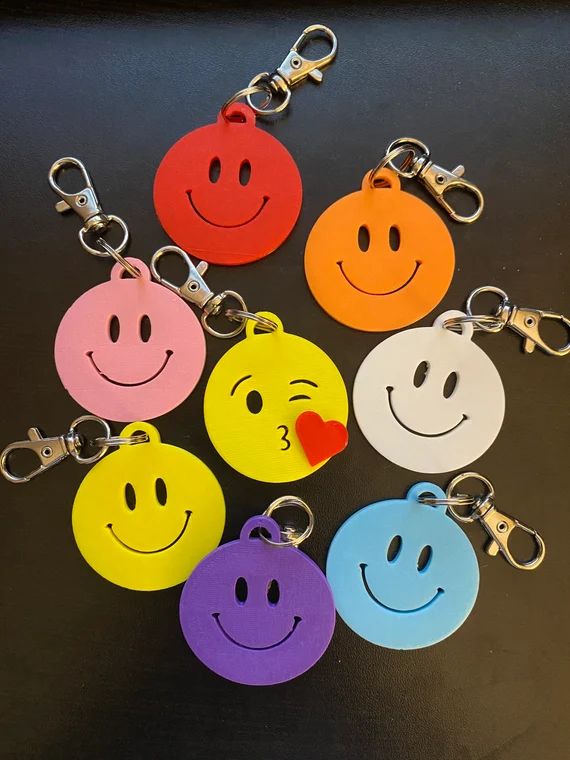 Smiley Face Keychain Emoji Keychain | Etsy | Etsy (US)