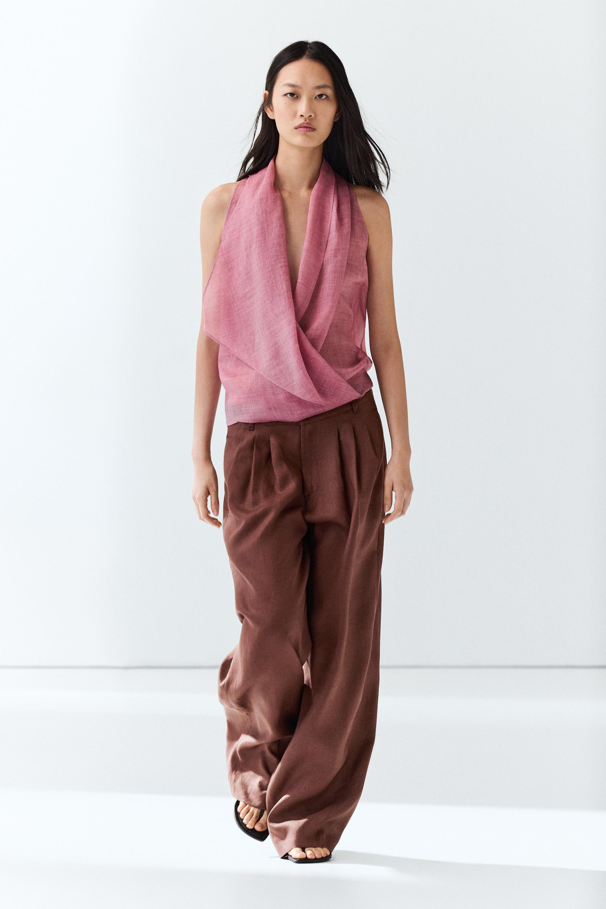 Top incrociato con dettaglio drappeggiato | Massimo Dutti IT