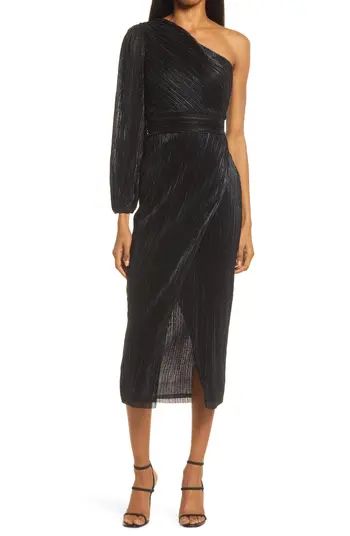 Saylor Alora Metallic One-Shoulder Long Sleeve Cocktail Dress | Nordstrom | Nordstrom